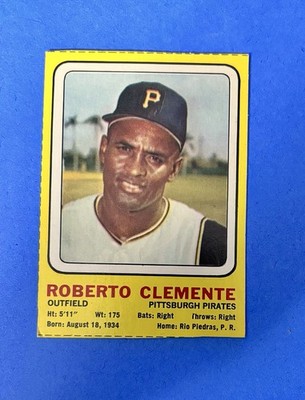 1970 Transogram Hand Cut Baseball Card Roberto Clemente Pittsburgh Pirates SHARP