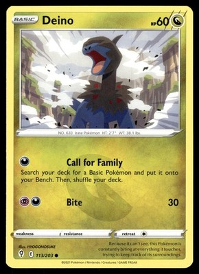 Deino 113/203 Common Evolving Skies Pokemon NM