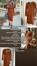 Roolee Long Sleeve Cable Knit Dress - Orange Roolee Size: XXS