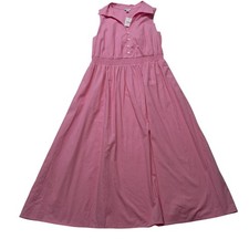 NWT J. Crew Factory Dress Women's 8 Midi Pink Sleeveless Collared Pockets