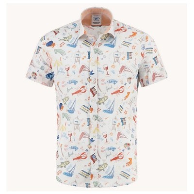 A Fish named Fred Herren Hemd kurzarm Body Fit bunt Print Doodle 33.052 073