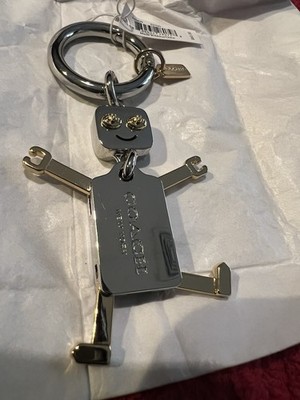 COACH : VINTAGE L ROBOT キーチェーン Coach Vintage Keychain Robot Charm Dangling Key Ring - NEW