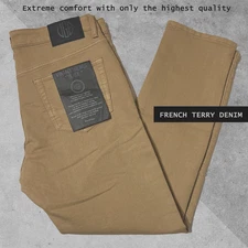 VGB Vintage Genes Black Mens Slim Fit Comfort French Terry Denim Khaki Jeans