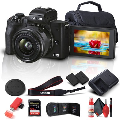 Canon EOS M50 Mark II Mirrorless Digital Camera W/ 15-45mm Lens - Bundle