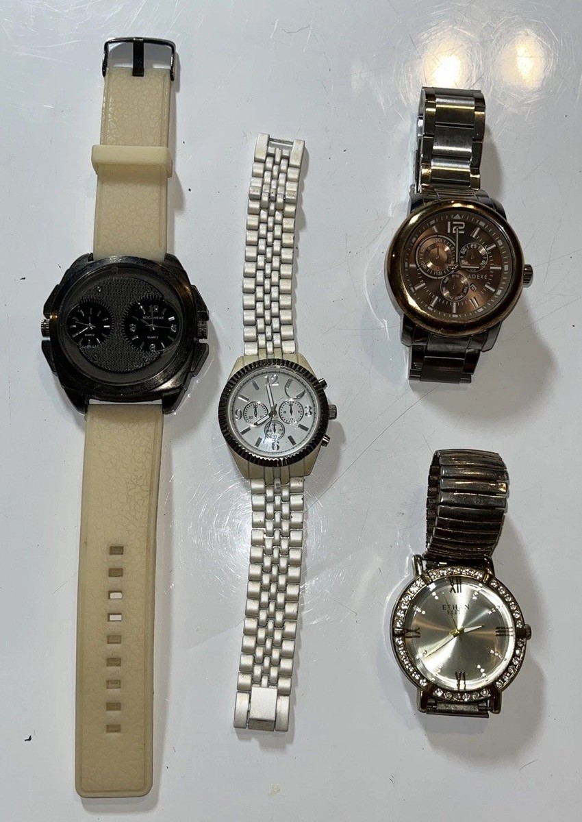 Lot 4 Men’s Fashion Watches Rocawear, ADEXE, Ethan Elite, Quartz Stainless Steel