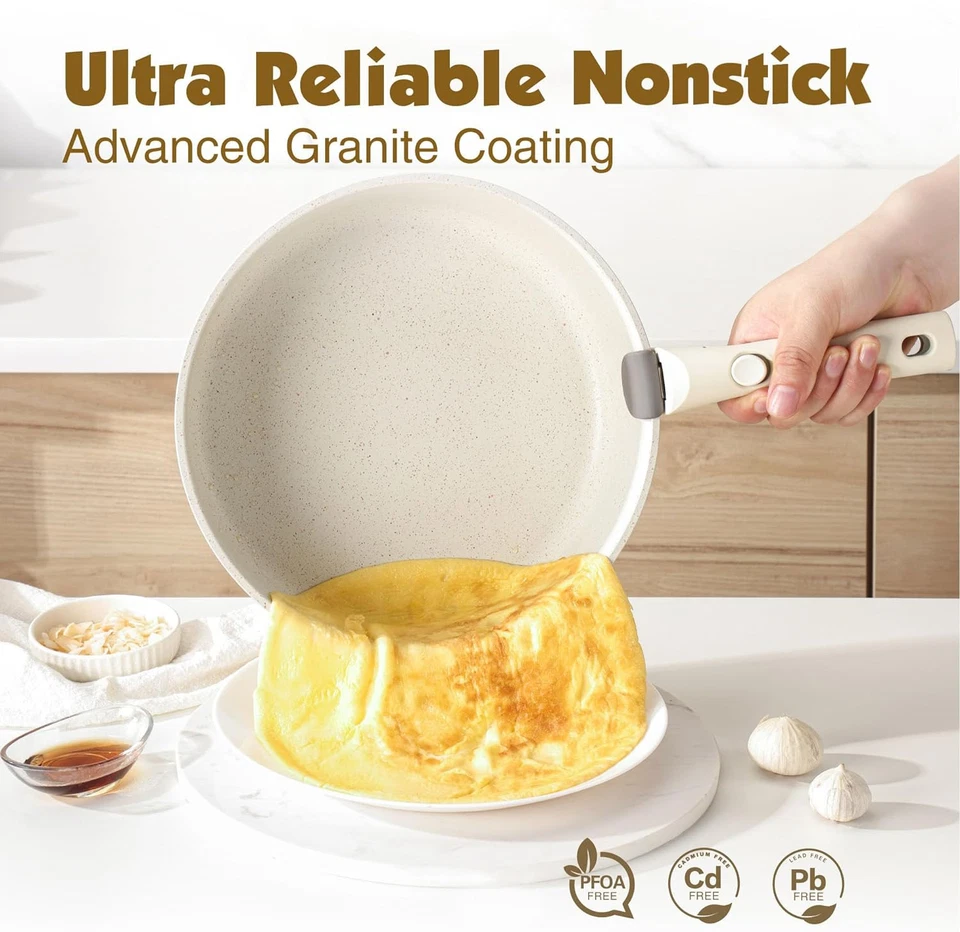 SENSARTE 17 Piece Pots and Pans Set, Nonstick 17 pcs Granite White - Image 4 of 4