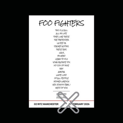 Foo Fighters - o2 Ritz Manchester Setliste Poster Druck - Größe A3