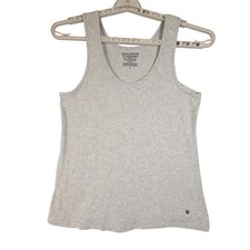 Lucky Brand Womens Tank Top Gray Crew Neck Short Sleeve Clover Logo Size L