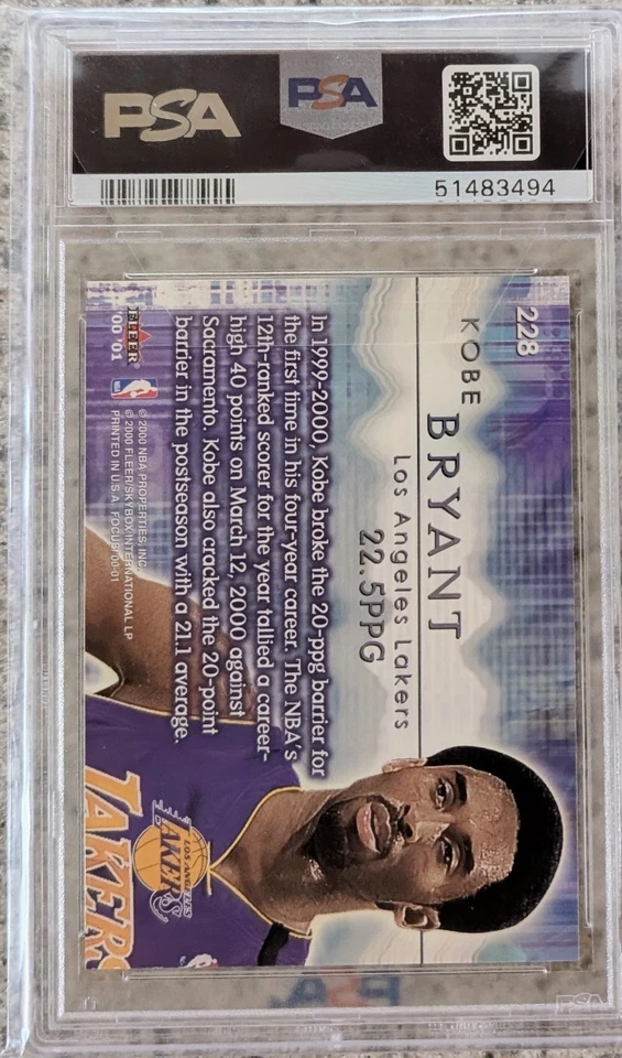 2000-01 Fleer Focus 20/20 Kobe Bryant #228 PSA GEM MT 10 Los Angeles Lakers Foto 2 de 2