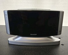 Digital Alarm Clock Sharp Model SPC033 Clock with Swivel Case Silver Works