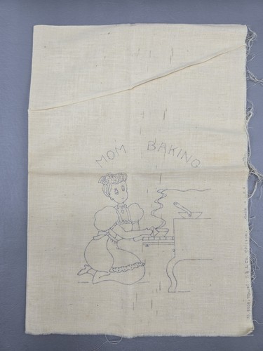 Vintage Tea Towel Linen Mom Baking Oven Stamped For Embroidery TB & Co Chicago
