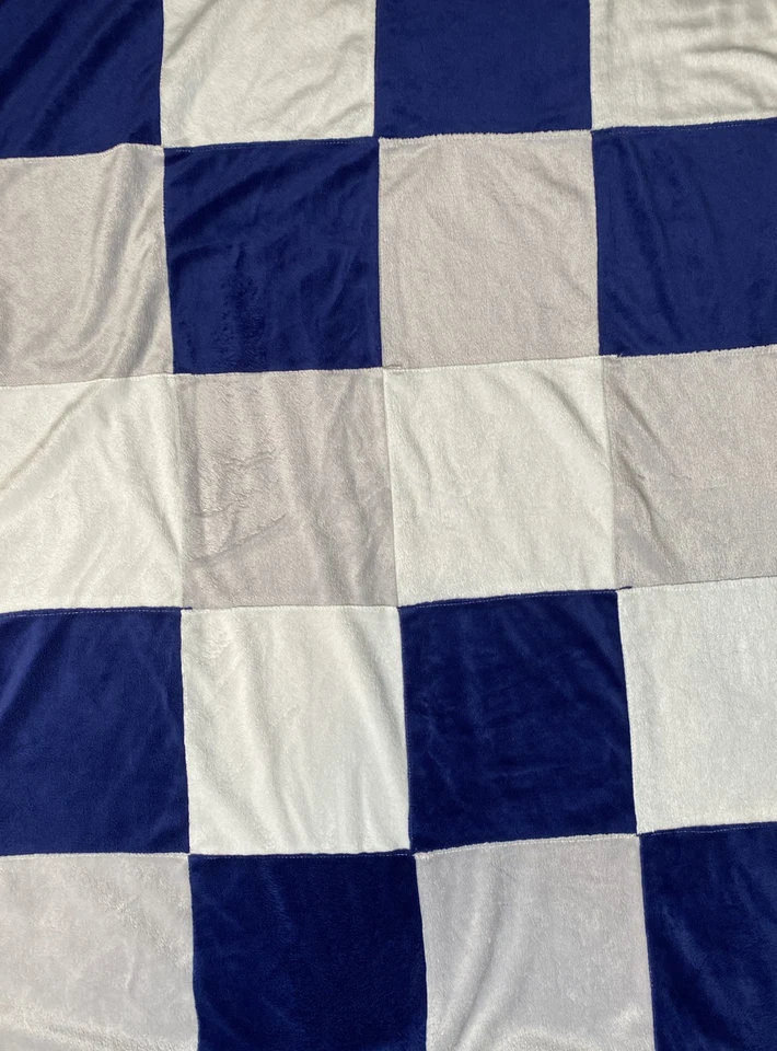 KOALA BABY Blue Gray White Squares Patchwork Baby Blanket Soft Grey Sherpa 30x40 - Image 4 of 4