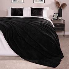 OHS Luxury Popcorn Waffle Blanket Large Warm Fleece Throw Over Bed Travel