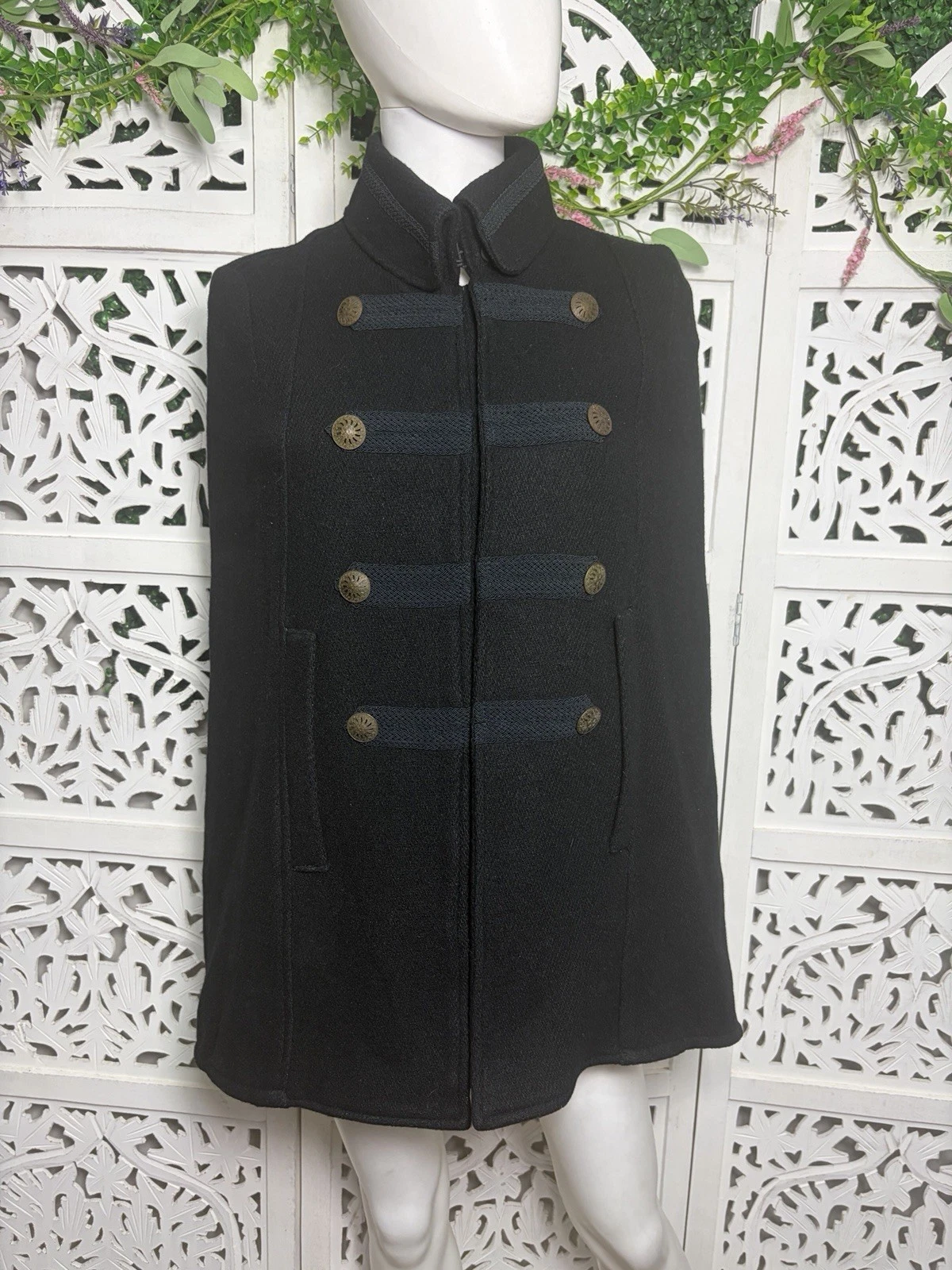 I Spiewak Sons Inc Wool Blend Women’s Black Military Cape Poncho Size Small