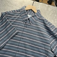 Mizzen Main Shirt Men XL Leeward Performance Trim Fit Gray Striped Short Sleeve