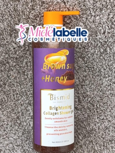 Gel Douche Ultra Blanchissant BISMID Brown Sugar Honey - 800ml - Exfoliant, Gommant, Anti-taches - Fabriqué En France
