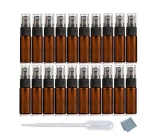 20pcs Amber 5ml 1/6oz Atomizer Vial Glass Bottle Spray Refillable Perfume