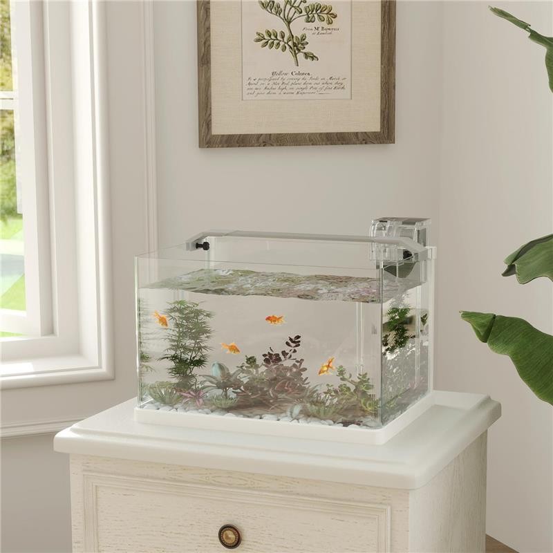 Acquario vetro 20L bianco con LED, filtro e pompa 38x26x27cm