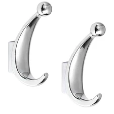 2 Pack Bathroom Towel Hooks, Screw in Metal Robe, Coat Hooks, Wall, Chrome