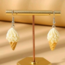 Ice cream cone drop earrings