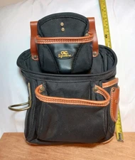 CLC Custom Leathercraft  Ballistic Poly/Leather Tool Bag, 9 Pocket