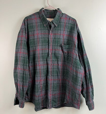 Vintage Eddie Bauer Shirt Mens XXL Green Plaid Button Down Long Sleeve Cotton
