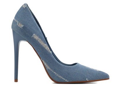 Blaue Jeans-High Heels für Damen, 11 cm