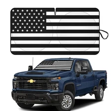 US Flag Windshield Sun Shade UV Heat Block Cover Shield For Chevy Accessories