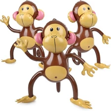 Playbees Large Inflatable Monkey 27" - 3 Pack Blow Up Animal Party Favors - I