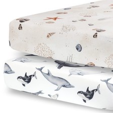 2 Pack Fitted Crib Sheets for Boys - Premium Cotton Blend Baby Crib Sheet Set...