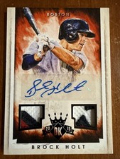 Brock HOLT🔥2015 Panini Diamond Kings BLACK Dual Patch AUTO #19 1/1 Red Sox