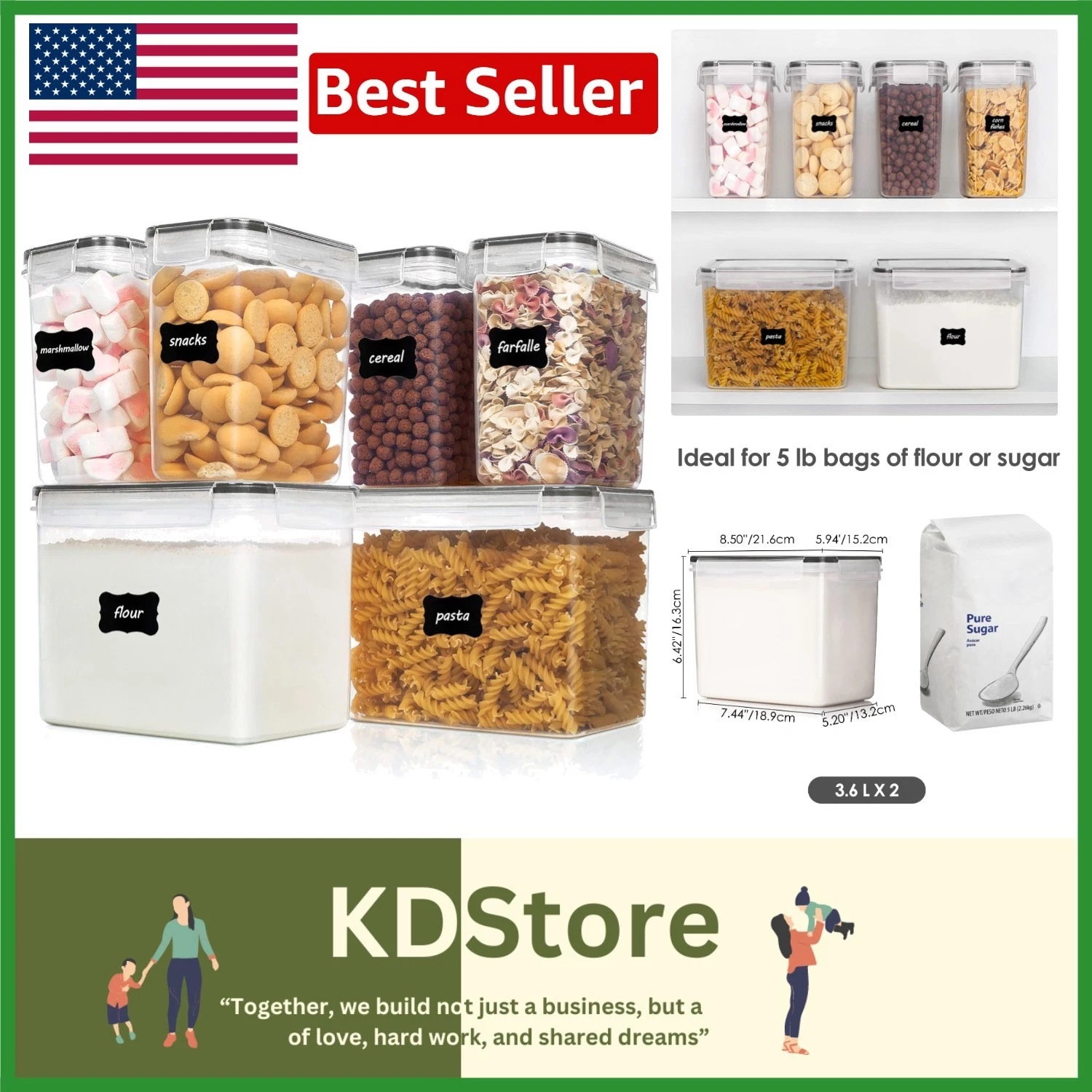 6PCS Airtight Food Storage Containers Set BPA Free Leak Proof Kitchen Organizers