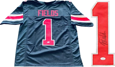 JAMES SPENCE AUTHENTICATION (JSA) Justin Fields Autographed Ohio State Custom Black Jersey (JSA)