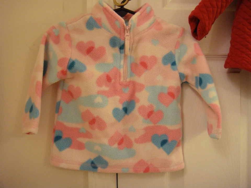 Lot of 2 Baby Girls Jackets One Red Quilted and One Pink Fleece size 12 Mo - Image 2 of 4
