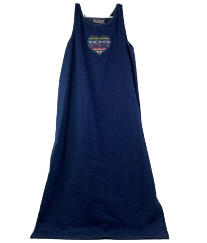 Koret City Blues Dress Medium Blue Denim Embroide… - image 1