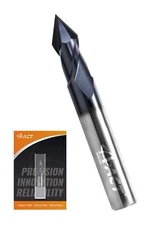 ACCUCUT Chamfer End Mill - 60 Degree V Groove 3/8” Carving Bits for Alloy Ste...