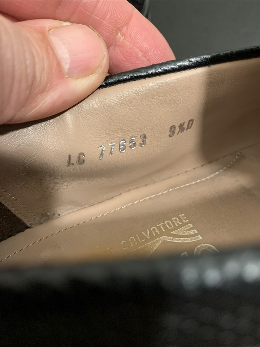 d Salvatore Ferragamo LC Black Snake Emboss Leather Horsebit Loafers