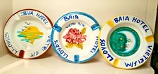 3 Vietri Handpainted, Handmade Good Memory Ceramic Ashtray, Italian Wine Coaster