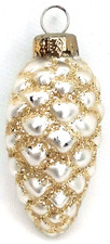 Vintage Silver Glass Pinecone Christmas Ornament With Gold Glitter