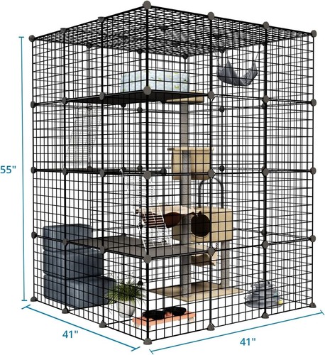 Outdoor Katzenhaus Safe Käfige Gehege mit supergroßer Eingangstür Balkon Werkzeug - Bild 4 von 8