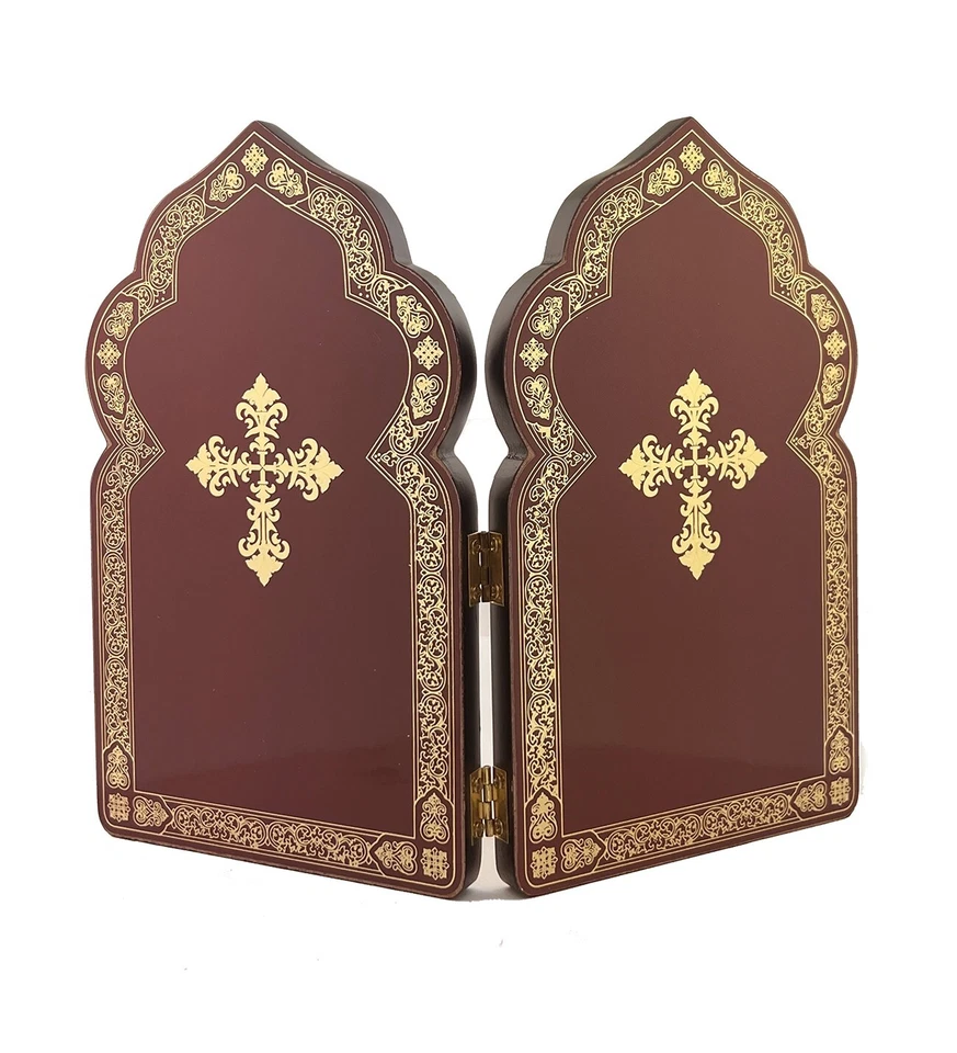 Icono Católico Ortodoxo Díptico Virgen de Vladimir Cristo El Maestro Religioso Foto 4 de 4