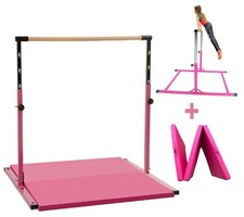 5 Ft Horizontal Bar Athletic Teens Adjustable Kip Gymnastics Junior 6' x 4' Mat
