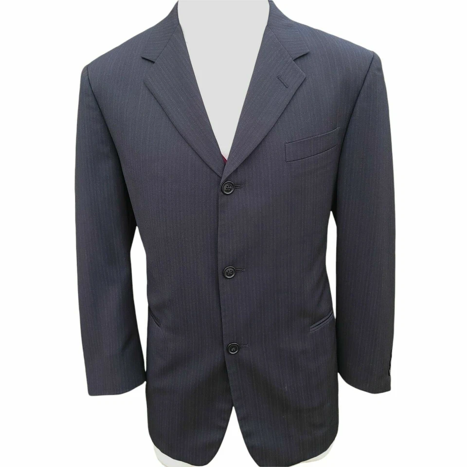 Blazer Traje Chaqueta Lana Donna Karen Negro Rayas Para Hombres 42S Firma DKNY Italia Foto 2 de 4