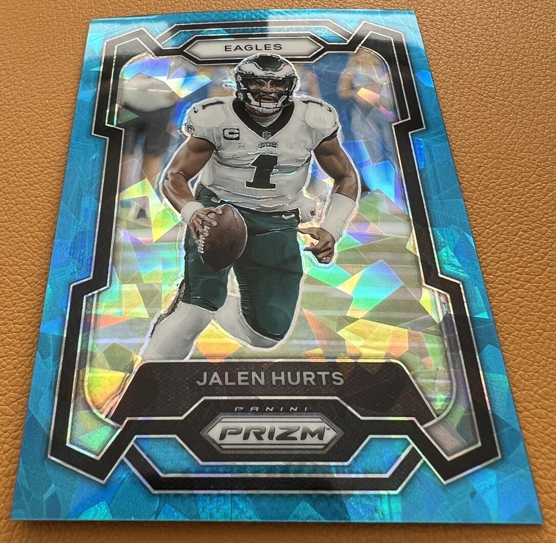 Jalen Hurts 2023 Panini Prizm Blue Cracked Ice /99 #244 Eagles