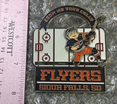 #ad 2025 FARGO SQUIRT QUEBEC PEEWEE LARGE SIOUX FALLS FLYERS SLIDER HOCKEY PIN $17.00