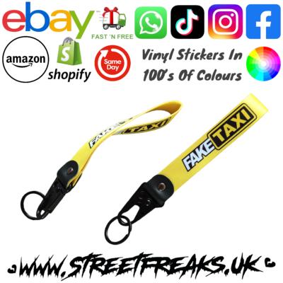 FAKE TAXI Keyring Keychain Lanyard Strap Wrist Key Rings Yellow