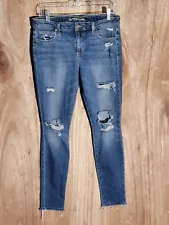 joes jeans womens size 30 skinny stretch distressed mid rise fray hem blue