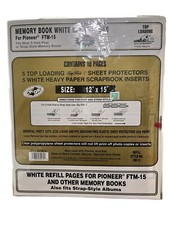 Pioneer 12x15 White Memory Book Refill Pages 5 Sheets Protector RW-15 FTM-15