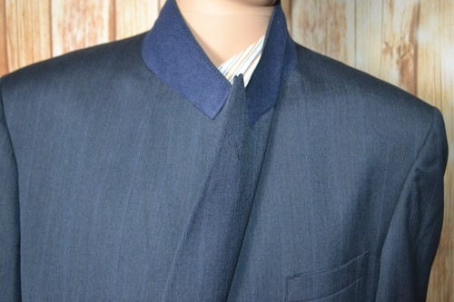 Stafford Men Striped Wool Double Breasted 6 Button Suit Sz 44L Wst 38x32 - Picture 9 of 20