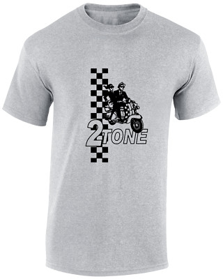 2 TONE MOPED HERREN T SHIRT SKA MUSIK ZWEIFARBIG SKA ROCK MUSIK KLASSIKER COOL TOP